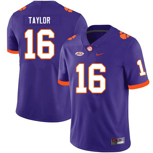 Men #16 Will Taylor Clemson Tigers College Football Jerseys Sale-Purple